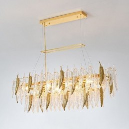 Artistic Glass Chandelier Feather Oval Pendant Light