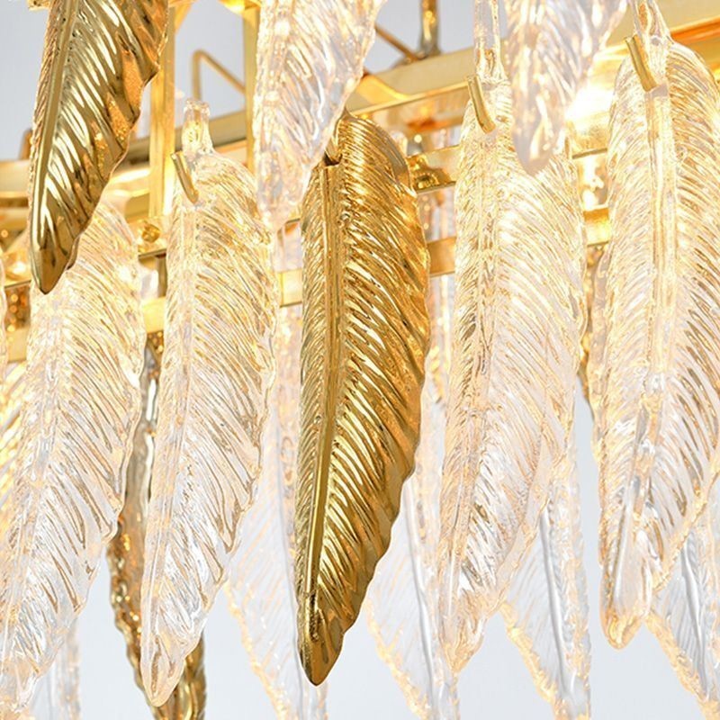 Artistic Glass Chandelier Feather Oval Pendant Light