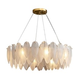 Artistic Glass Chandelier Feather Round Pendant Light