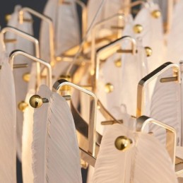 Artistic Glass Chandelier Feather Round Pendant Light