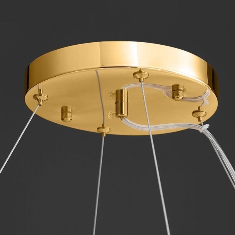 Artistic Glass Chandelier Feather Round Pendant Light