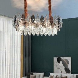 European Iron Pendant Light Creative Leaf Glass Chandelier