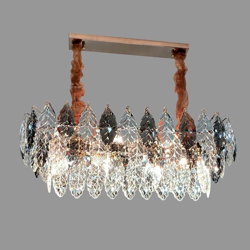 European Iron Pendant Light Creative Leaf Glass Chandelier