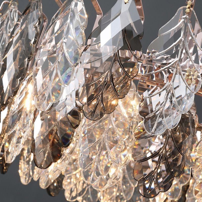 European Iron Pendant Light Creative Leaf Glass Chandelier