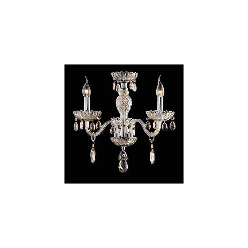 3 Light The style of palace Glass Chandelier With Candle Bulb