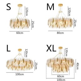 Artistic Glass Chandelier Feather Round Ceiling Light