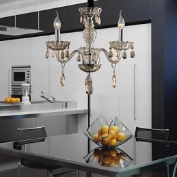 3 Light The style of palace Glass Chandelier With Candle Bulb