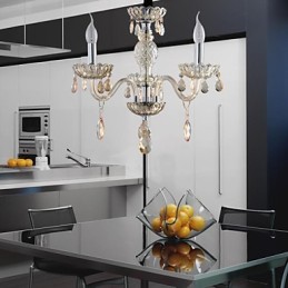 3 Light The style of palace Glass Chandelier With Candle Bulb