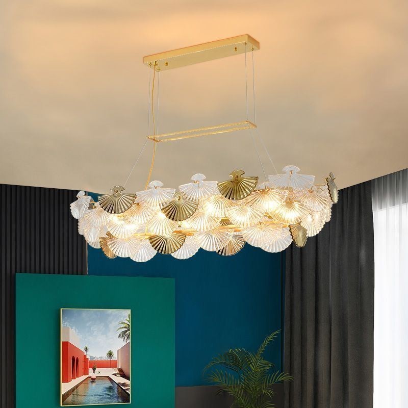 European Glass Pendant Light Fan Shaped Art Chandelier