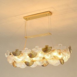 European Glass Pendant Light Fan Shaped Art Chandelier