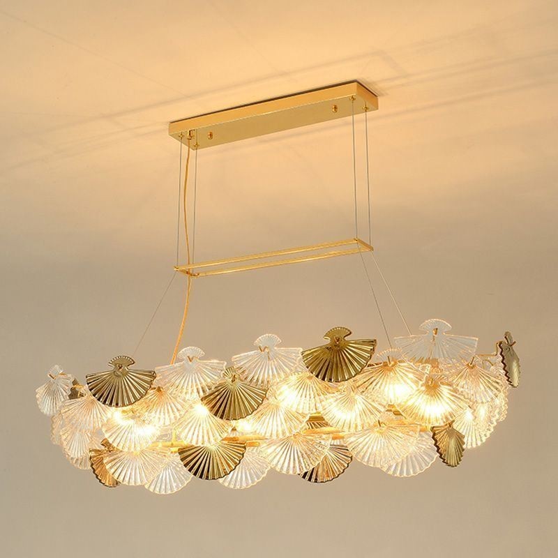 European Glass Pendant Light Fan Shaped Art Chandelier