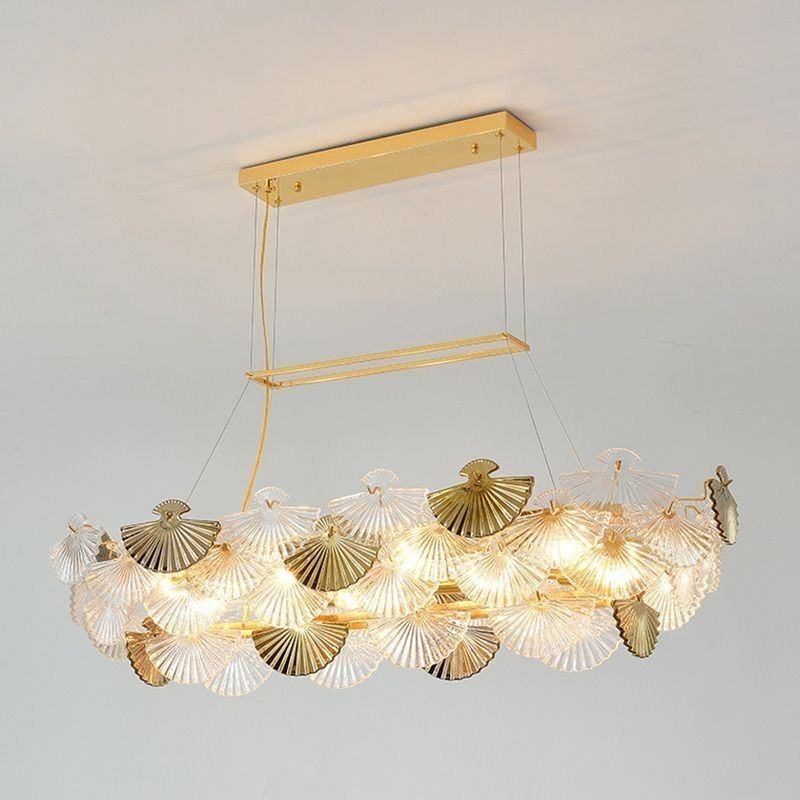 European Glass Pendant Light Fan Shaped Art Chandelier