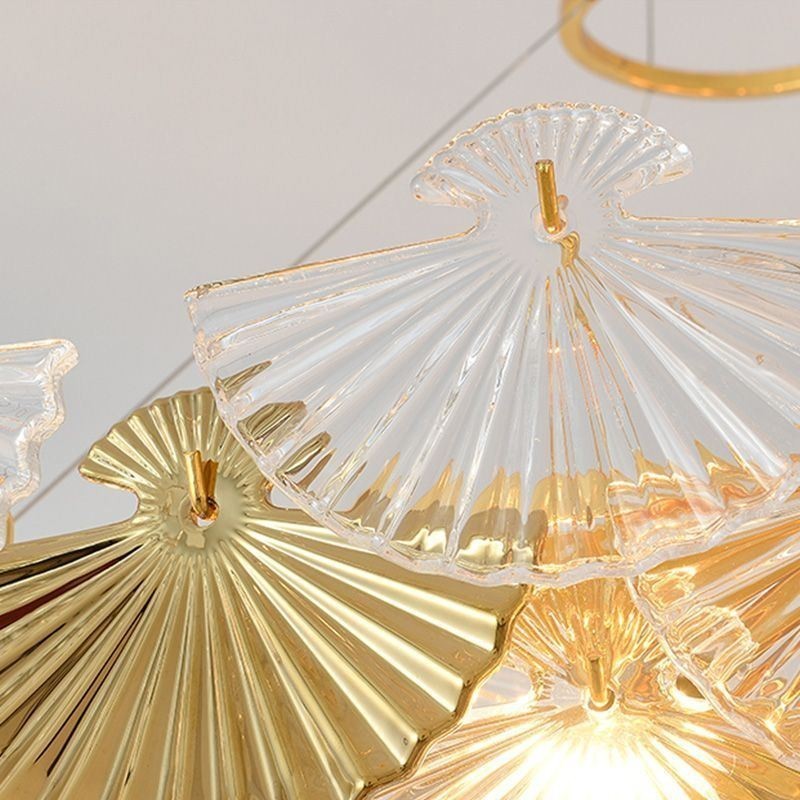 European Glass Pendant Light Fan Shaped Art Chandelier
