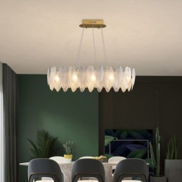 Artistic Glass Chandelier Feather Round Pendant Lighting