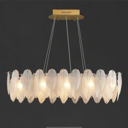 Artistic Glass Chandelier Feather Round Pendant Lighting