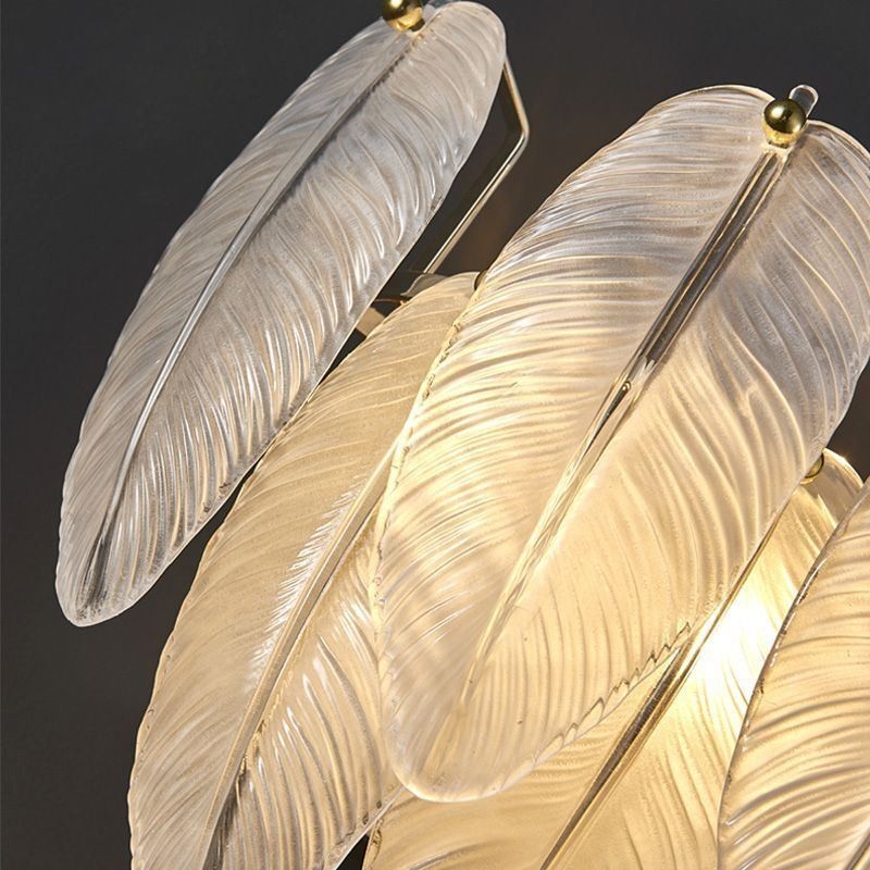 Artistic Glass Chandelier Feather Round Pendant Lighting