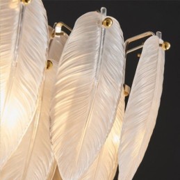 Artistic Glass Chandelier Feather Round Pendant Lighting