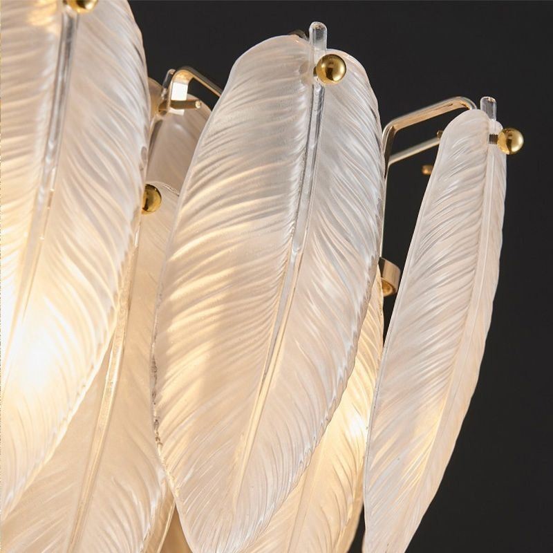 Artistic Glass Chandelier Feather Round Pendant Lighting