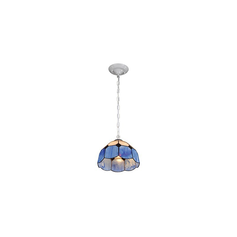 Chandelier Mini Style Country Garage white + blue Glass lights