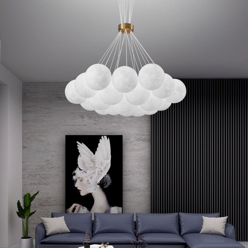 Moon Bubble Chandelier Modern 3D Print Balls Pendant Lamp