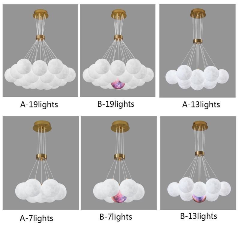 Moon Bubble Chandelier Modern 3D Print Balls Pendant Lamp