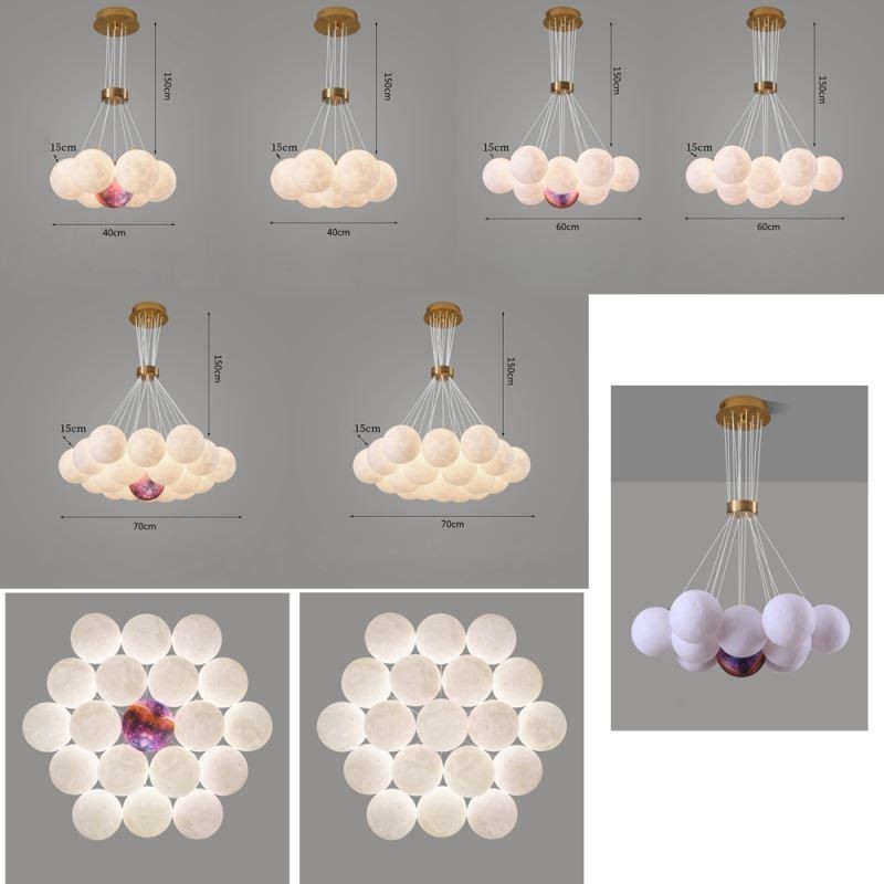 Moon Bubble Chandelier Modern 3D Print Balls Pendant Lamp