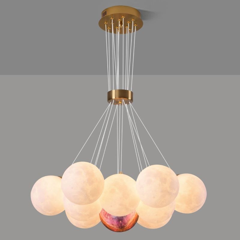 Moon Bubble Chandelier Modern 3D Print Balls Pendant Lamp