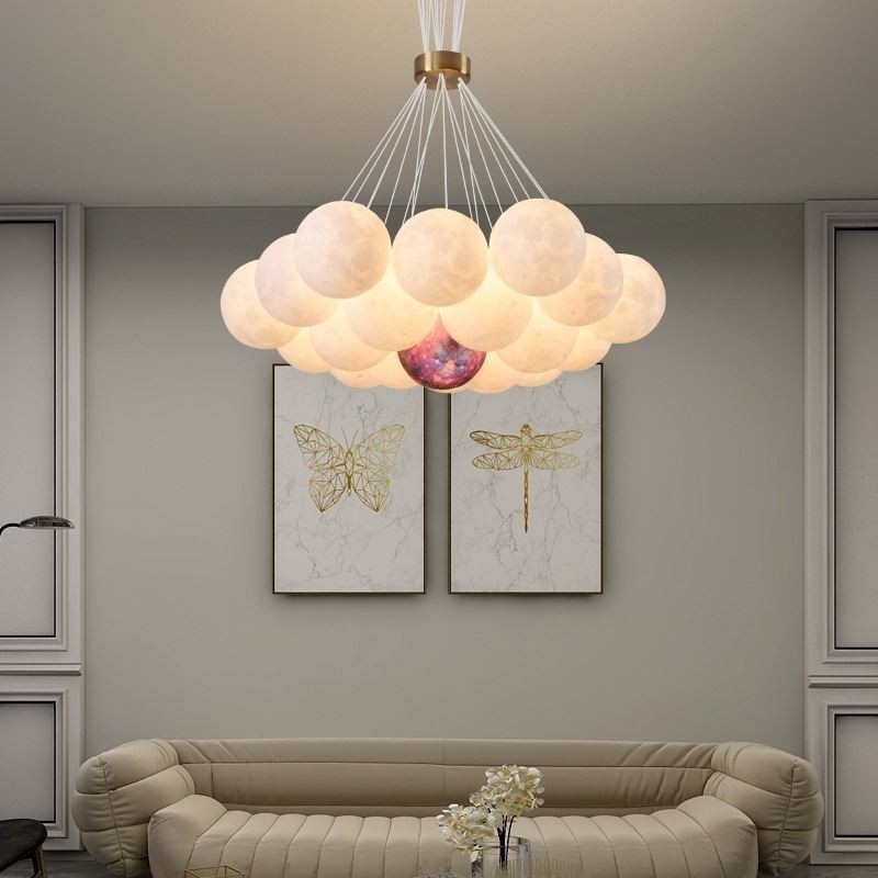 Moon Bubble Chandelier Modern 3D Print Balls Pendant Lamp