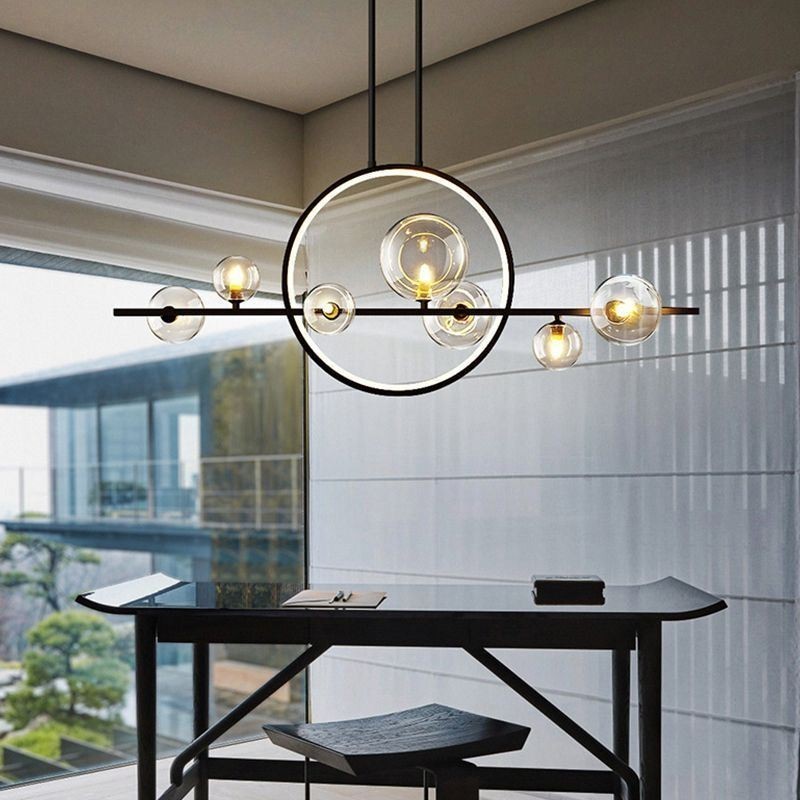 Modern Metal Chandelier Clear Glass Bubbles Pendant Lampss