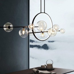 Modern Metal Chandelier Clear Glass Bubbles Pendant Lampss