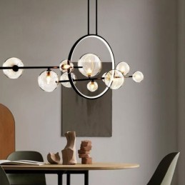 Modern Metal Chandelier Clear Glass Bubbles Pendant Lampss