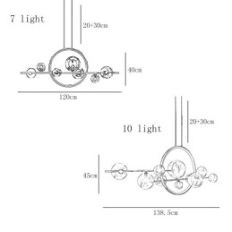 Modern Metal Chandelier Clear Glass Bubbles Pendant Lampss
