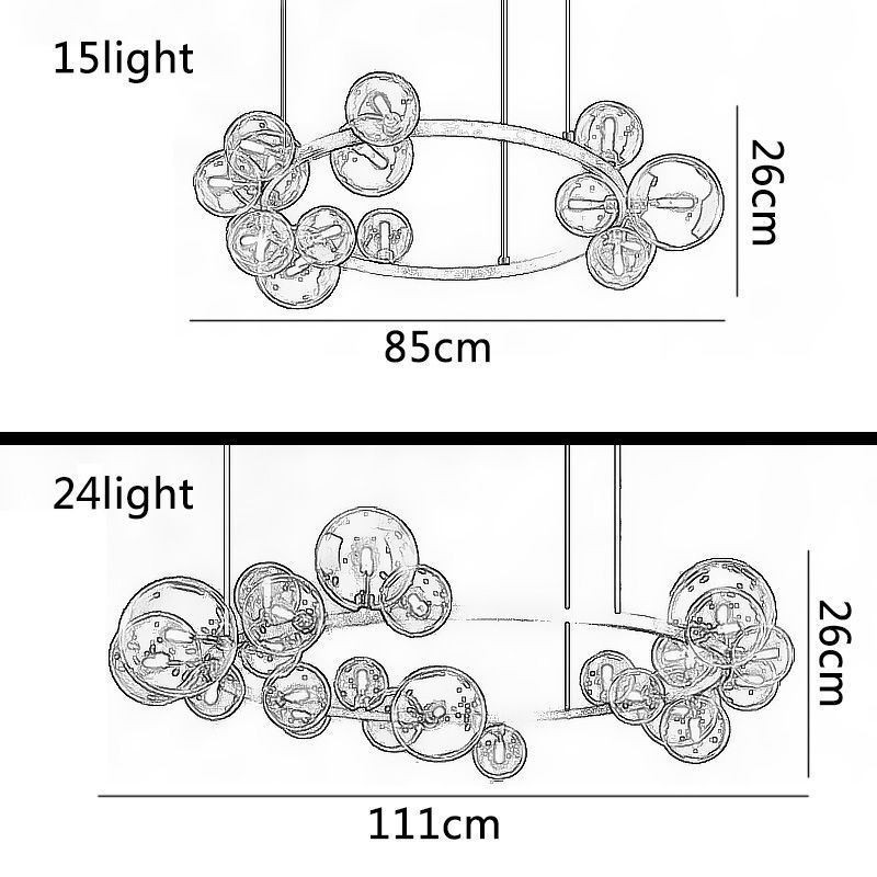 Modern Creative Metal Chandelier Transparent Glass Bubble Lamp