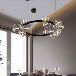 Modern Creative Metal Chandelier Transparent Glass Bubble Lamp