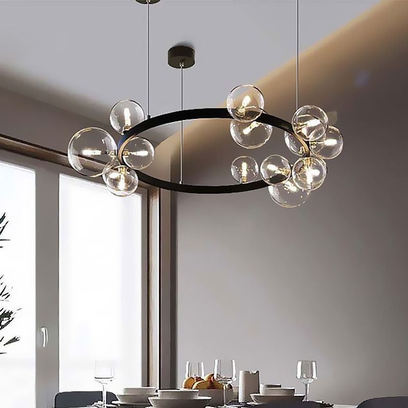 Modern Creative Metal Chandelier Transparent Glass Bubble Lamp