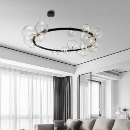 Modern Creative Metal Chandelier Transparent Glass Bubble Lamp