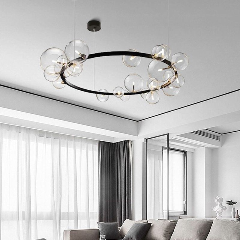 Modern Creative Metal Chandelier Transparent Glass Bubble Lamp