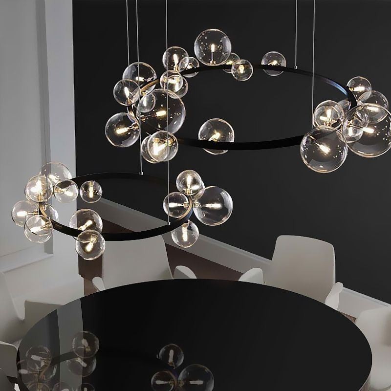 Modern Creative Metal Chandelier Transparent Glass Bubble Lamp