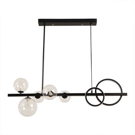 Modern Glass Bubble Pendant Light Black Long Bracket Lamps