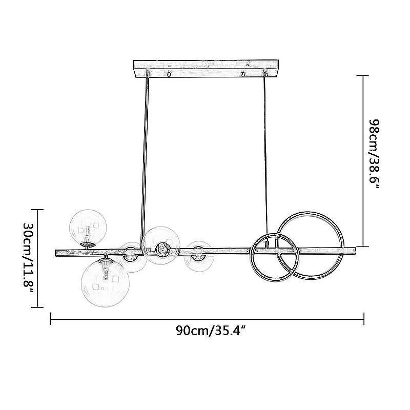 Modern Glass Bubble Pendant Light Black Long Bracket Lamps