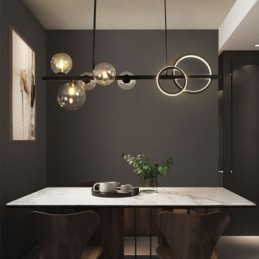 Modern Glass Bubble Pendant Light Black Long Bracket Lamps
