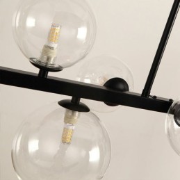 Modern Glass Bubble Pendant Light Black Long Bracket Lamps