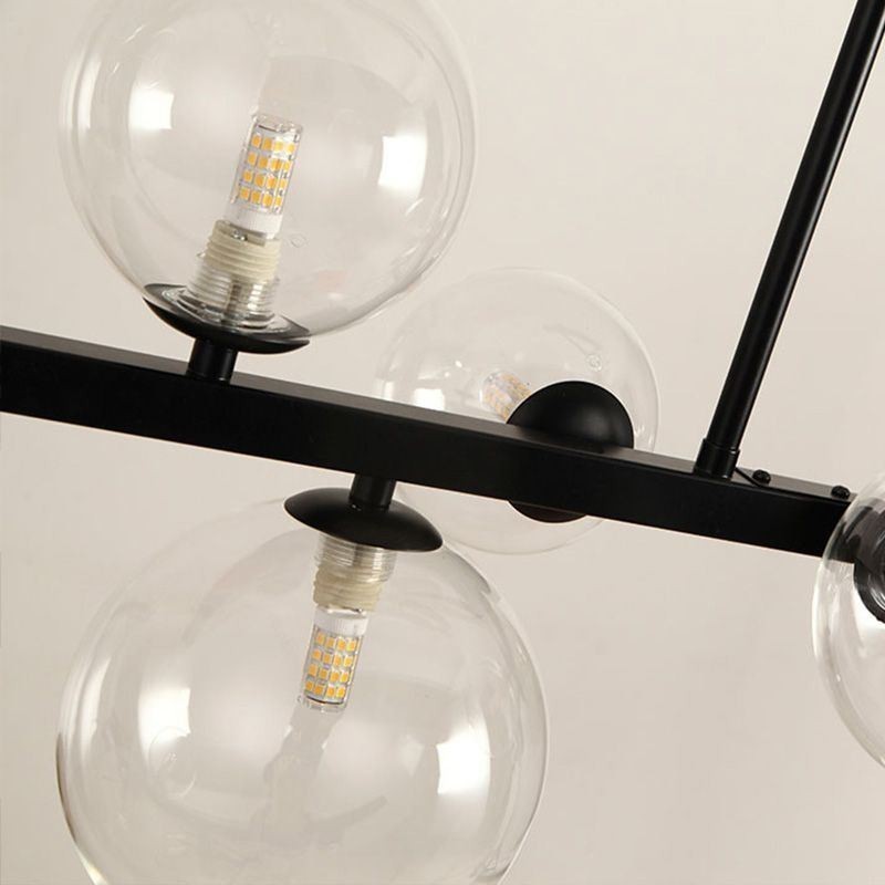 Modern Glass Bubble Pendant Light Black Long Bracket Lamps