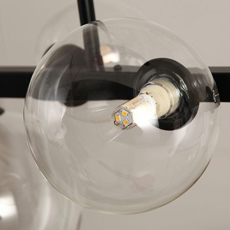 Modern Glass Bubble Pendant Light Black Long Bracket Lamps