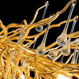 Nordic Crystal Chandelier Flower Round Shade Luxury Gold Pendant Light