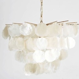 Natural Shell Chandelier Round Layered Hanging Light Dining