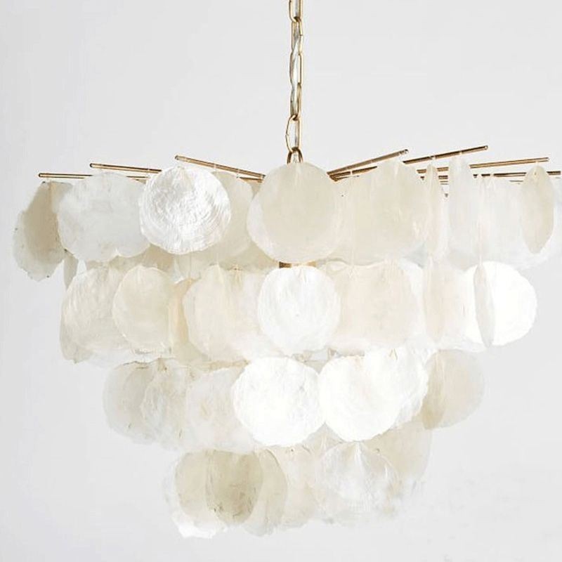 Natural Shell Chandelier Round Layered Hanging Light Dining