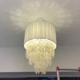 Contemporary Pendant Light Jellyfish Shells Lighting With Cylinder Lamp Shade