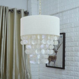 Contemporary Pendant Light Jellyfish Shells Lighting With Cylinder Lamp Shade