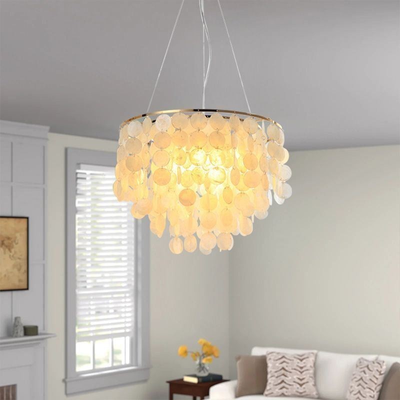 Modern White Shell Ceiling Light Fixture Pendant Light Chandelier